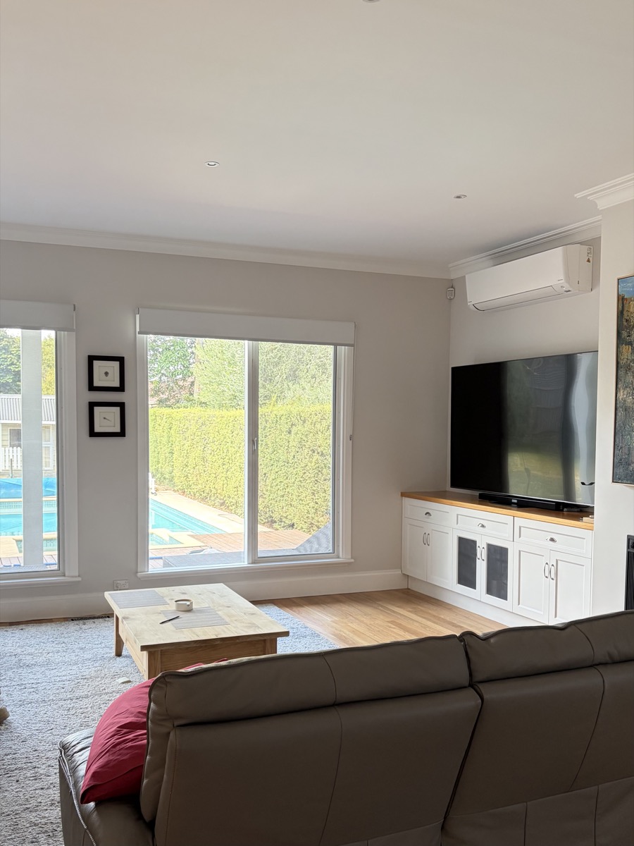 Split system air conditioner installed in living room